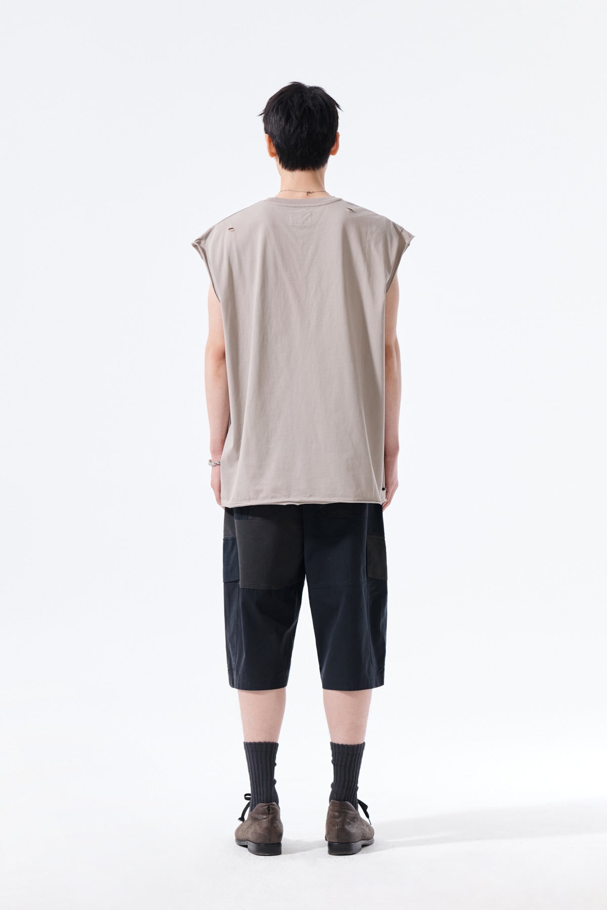 Matin Kim - Raw Edge Cut Out Sleeveless Top (Beige) product image 7 | TRAB K-Fashion Australia