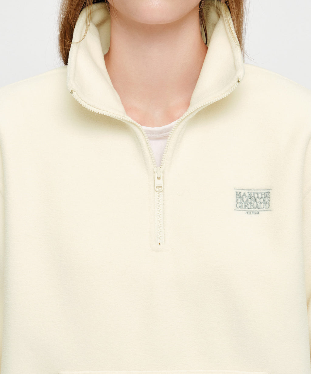 Marithe & Francois Girbaud - Small Classic Logo Fleece Anorak (Ivory) product image 5 | TRAB K-Fashion Australia