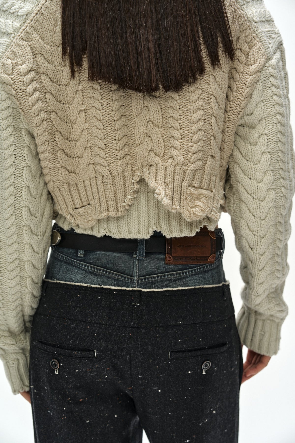 Andersson Bell - Cable Cropped Cardigan (Ivory/Ecru) product image 9 | TRAB K-Fashion Australia