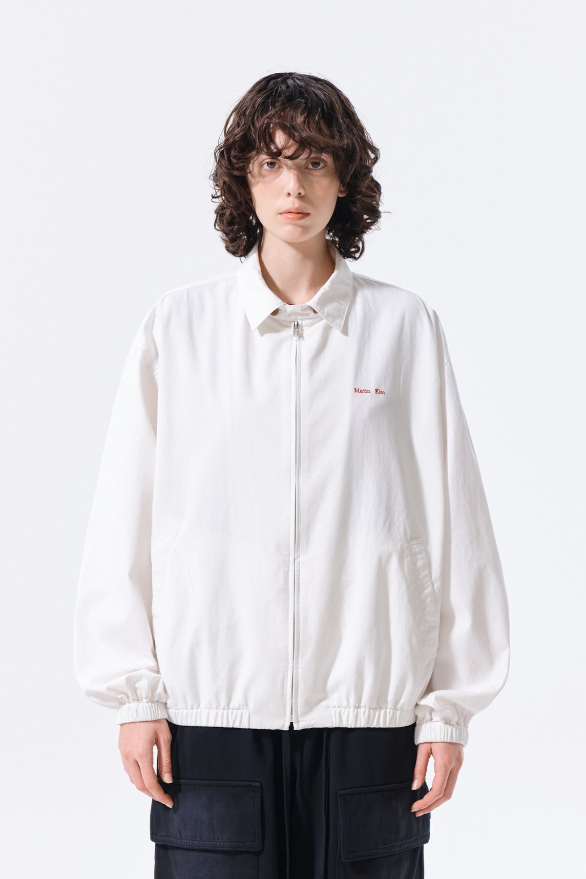 Matin Kim - Small Logo Cotton Zip Up Jumper (White) product image 17 | TRAB K-Fashion Australia