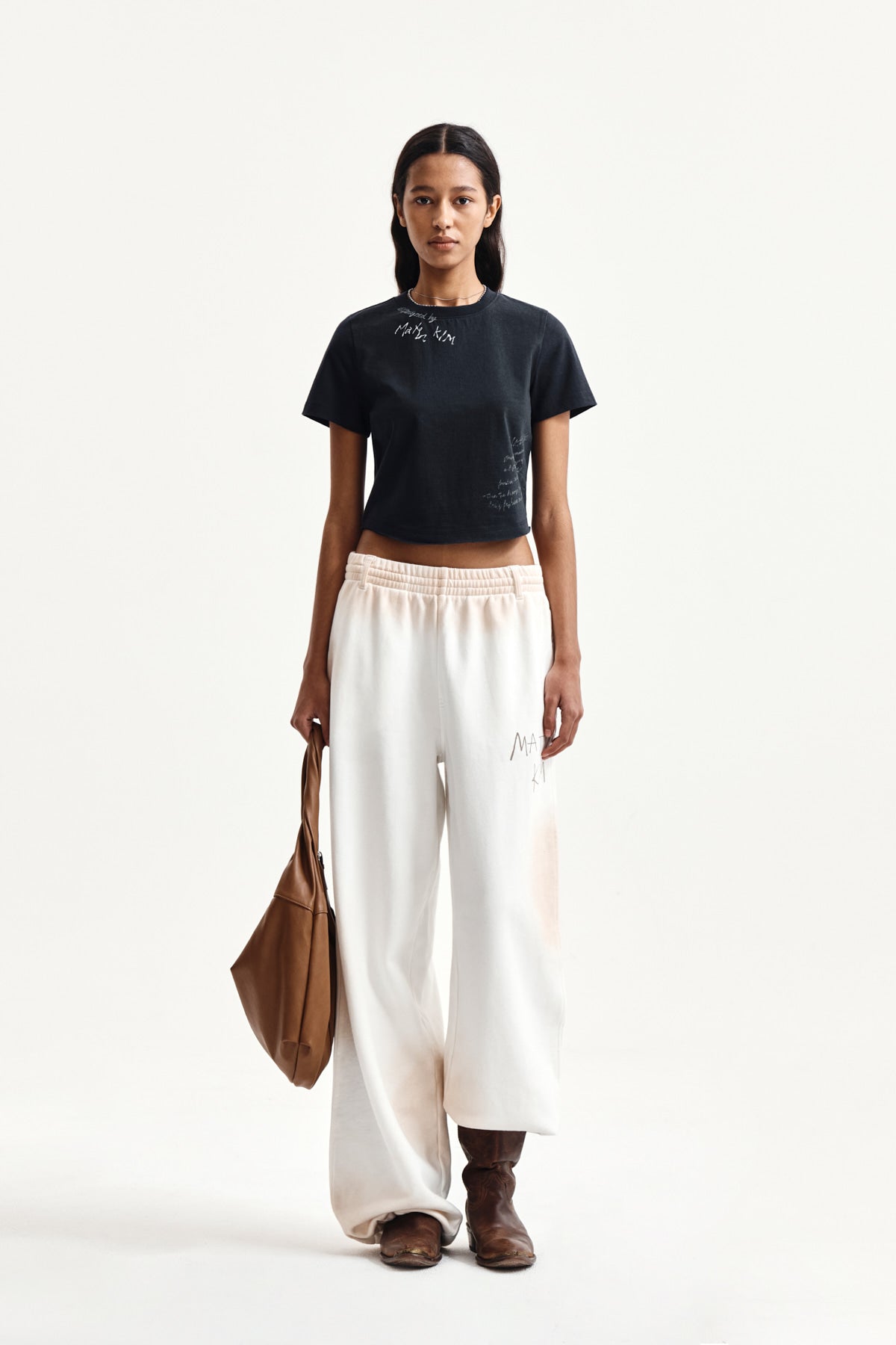 Matin Kim - Vintage Washed Logo Sweatpants (Ivory) product image 8 | TRAB K-Fashion Australia