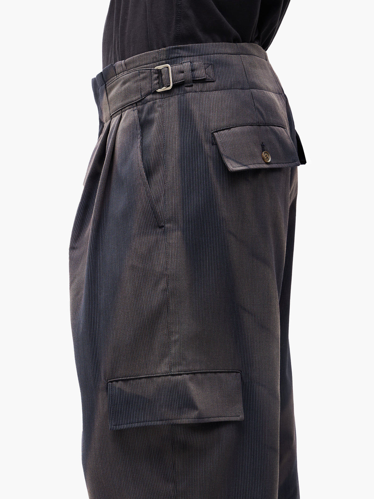 Jiyong Kim - Sun-Bleached Pleated Trousers (Pin Stripe Grey) product image 7 | TRAB K-Fashion Australia
