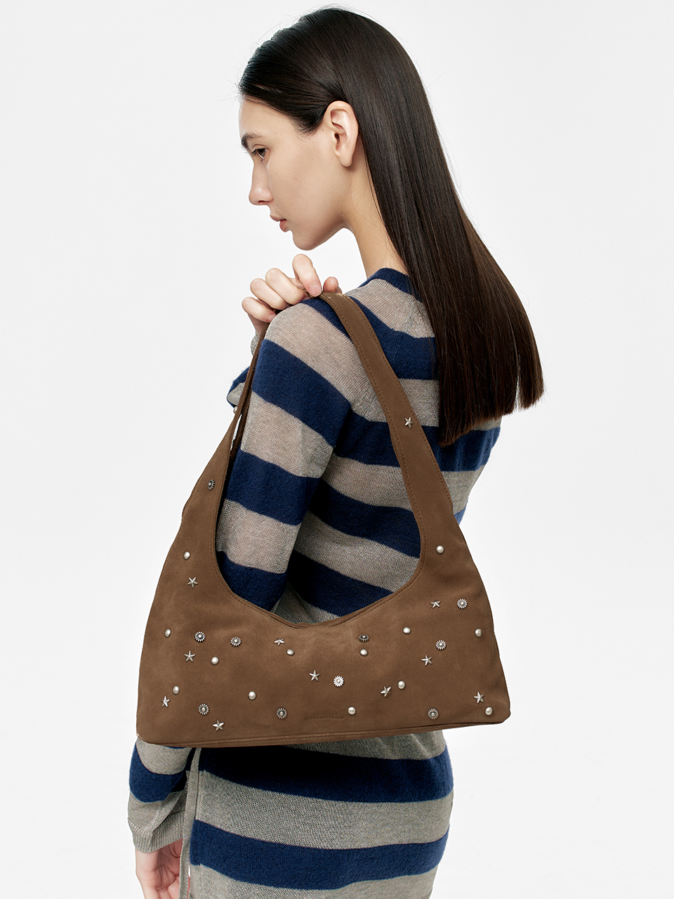 Marge Sherwood - Halter Hobo (Cappuccino Studded Suede) product image 2 | TRAB K-Fashion Australia
