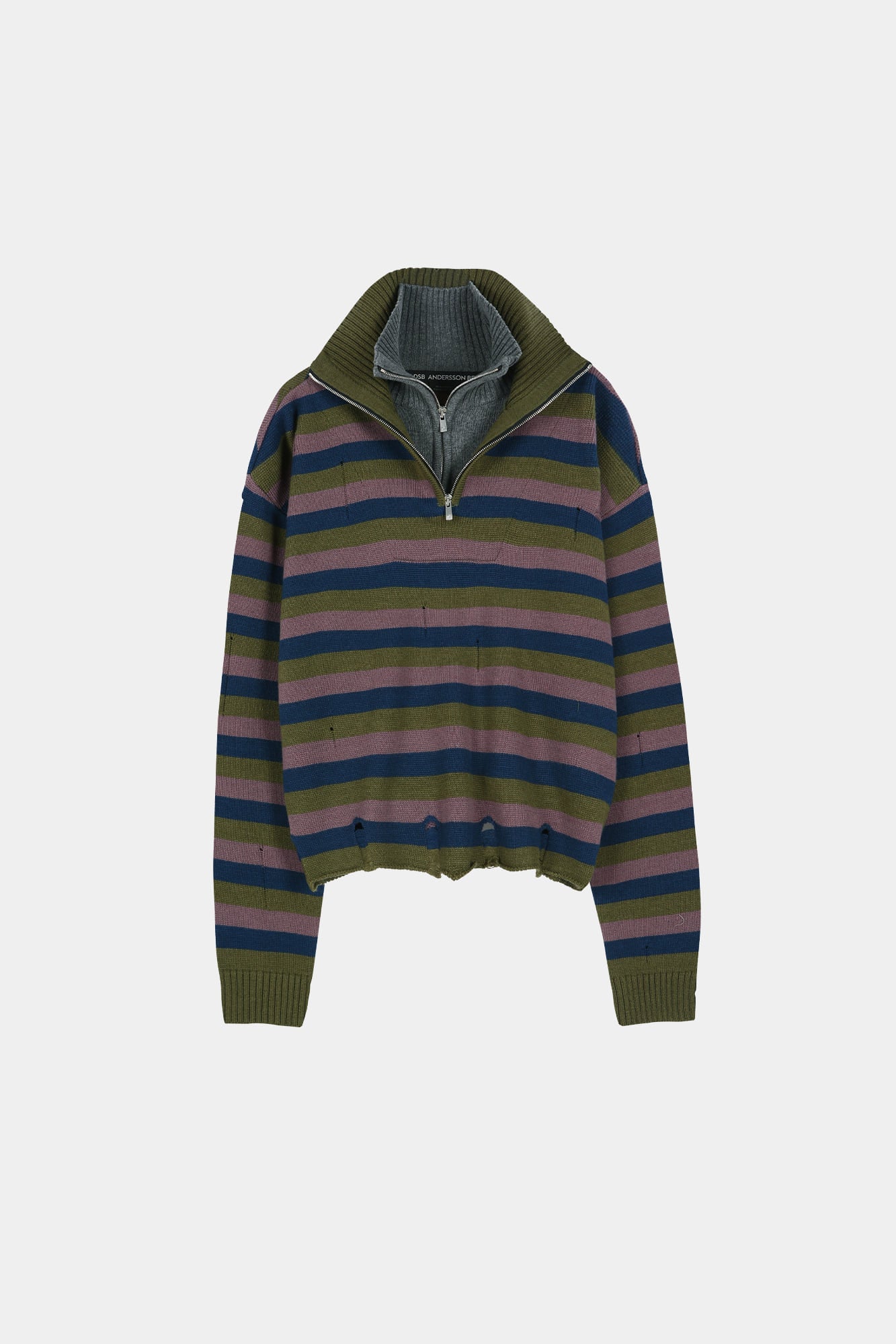 Andersson Bell - Double Layered Stripe Half Zip-Up Sweater (Blue/Grey) product image 8 | TRAB K-Fashion Australia