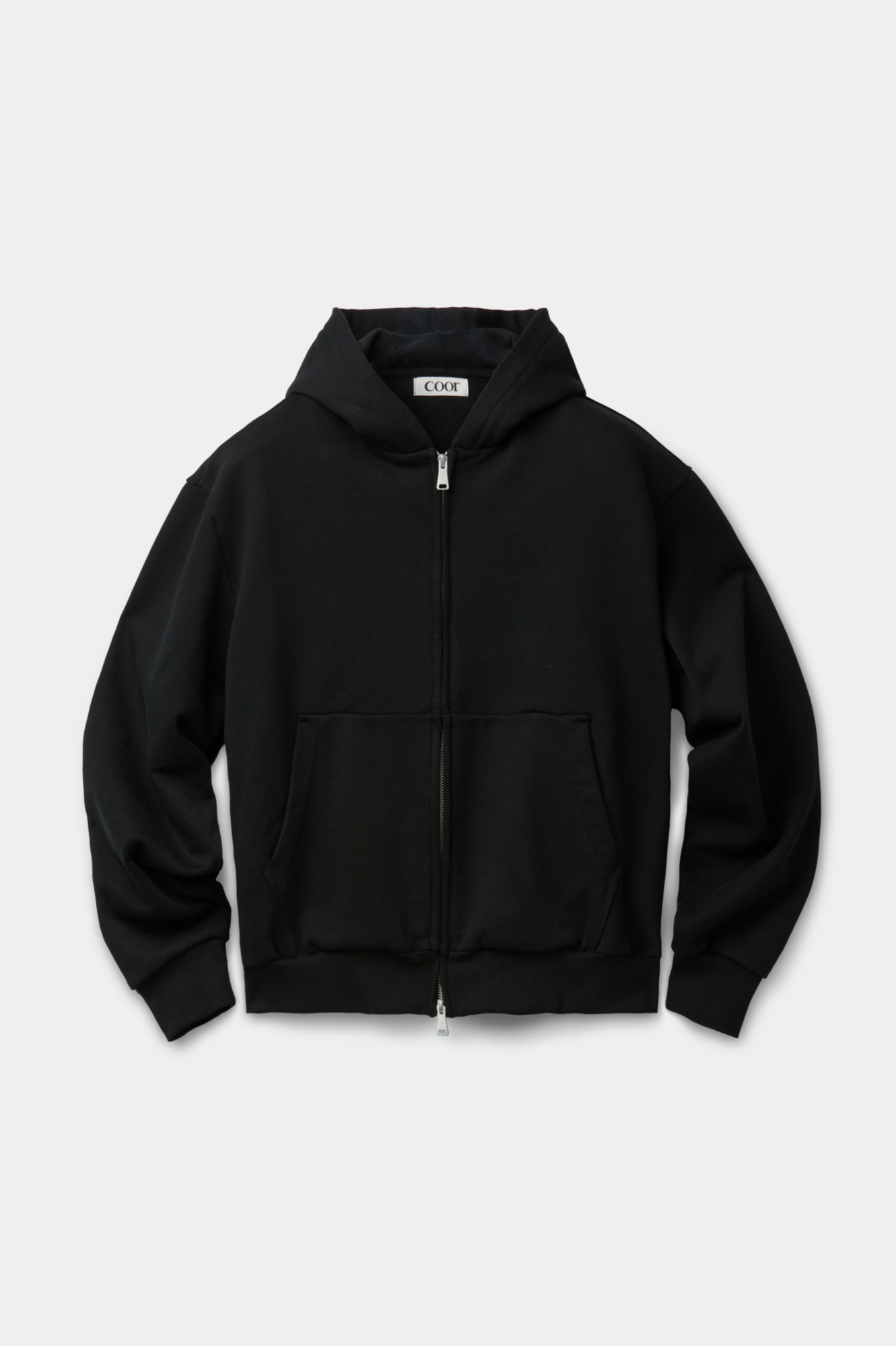 Coor - Minimal Cotton Hooded Zip Jumper (Black) product image 1 | TRAB K-Fashion Australia