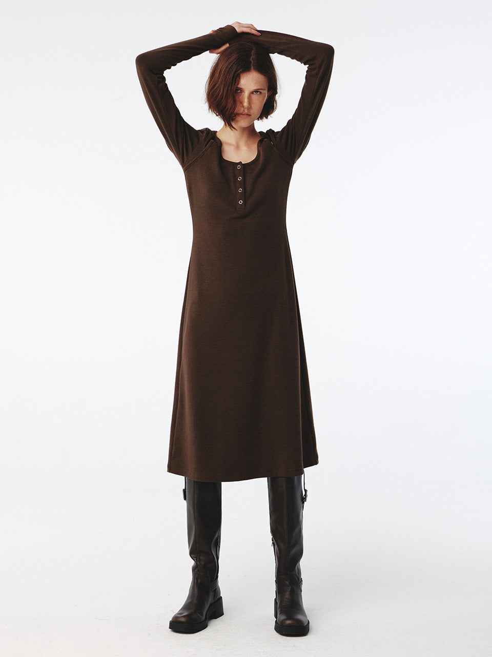 Kijun - Raglan Cut Jersey Dress (Brown) product image 4 | TRAB K-Fashion Australia