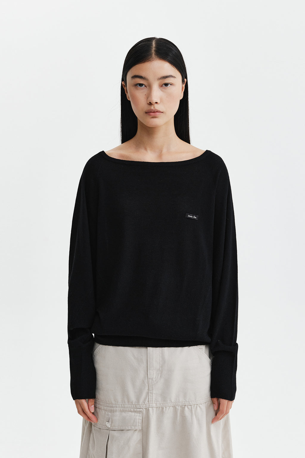 Matin Kim - Betwing Fit Boat Neck Knit Pullover (Black) product image 12 | TRAB K-Fashion Australia
