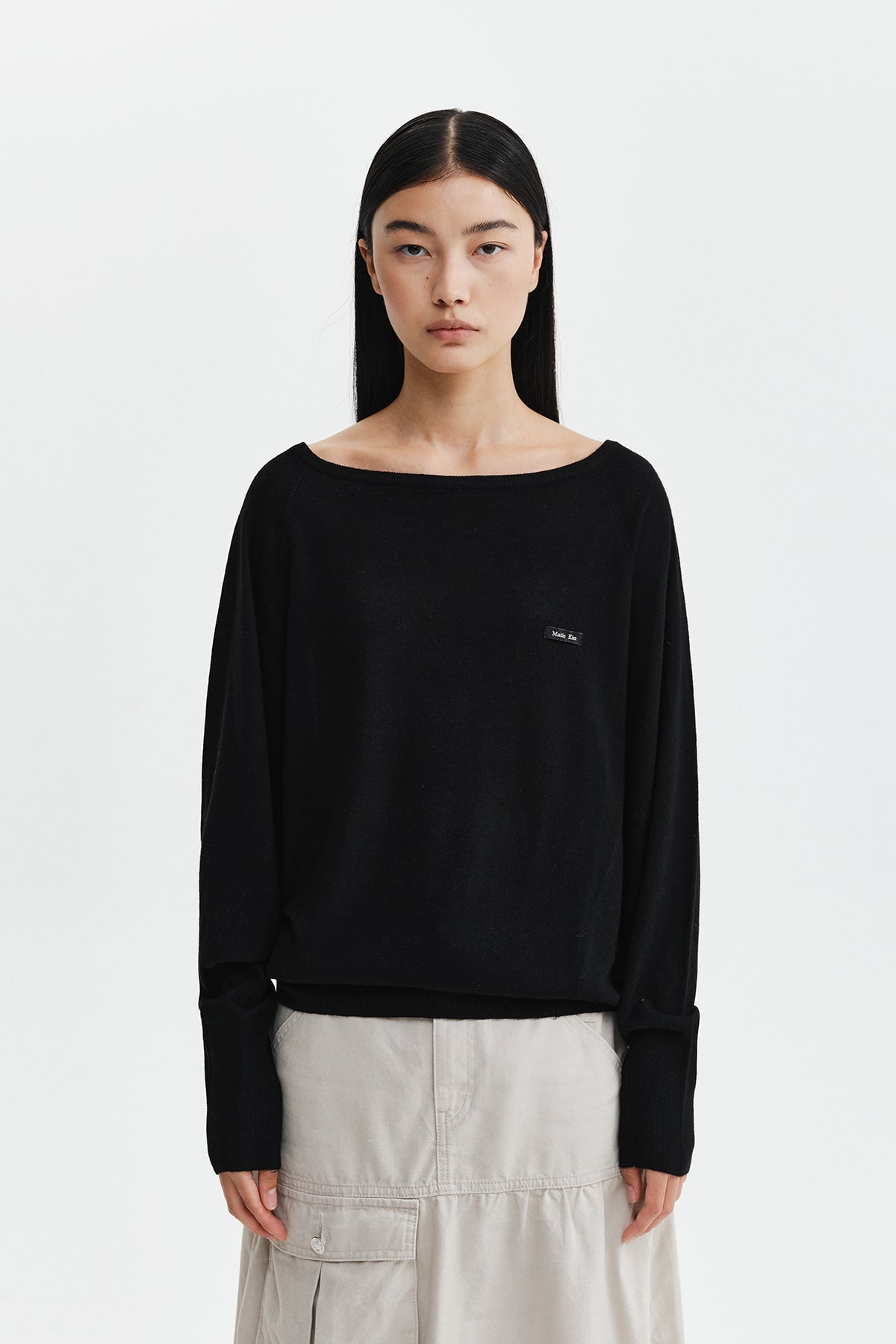 Matin Kim - Betwing Fit Boat Neck Knit Pullover (Black) product image 12 | TRAB K-Fashion Australia