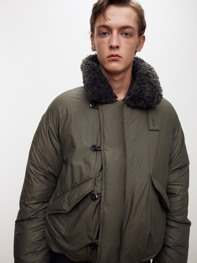 Tonywack - Shearling Collar Puffer Blouson (Olive) product image 2 | TRAB K-Fashion Australia