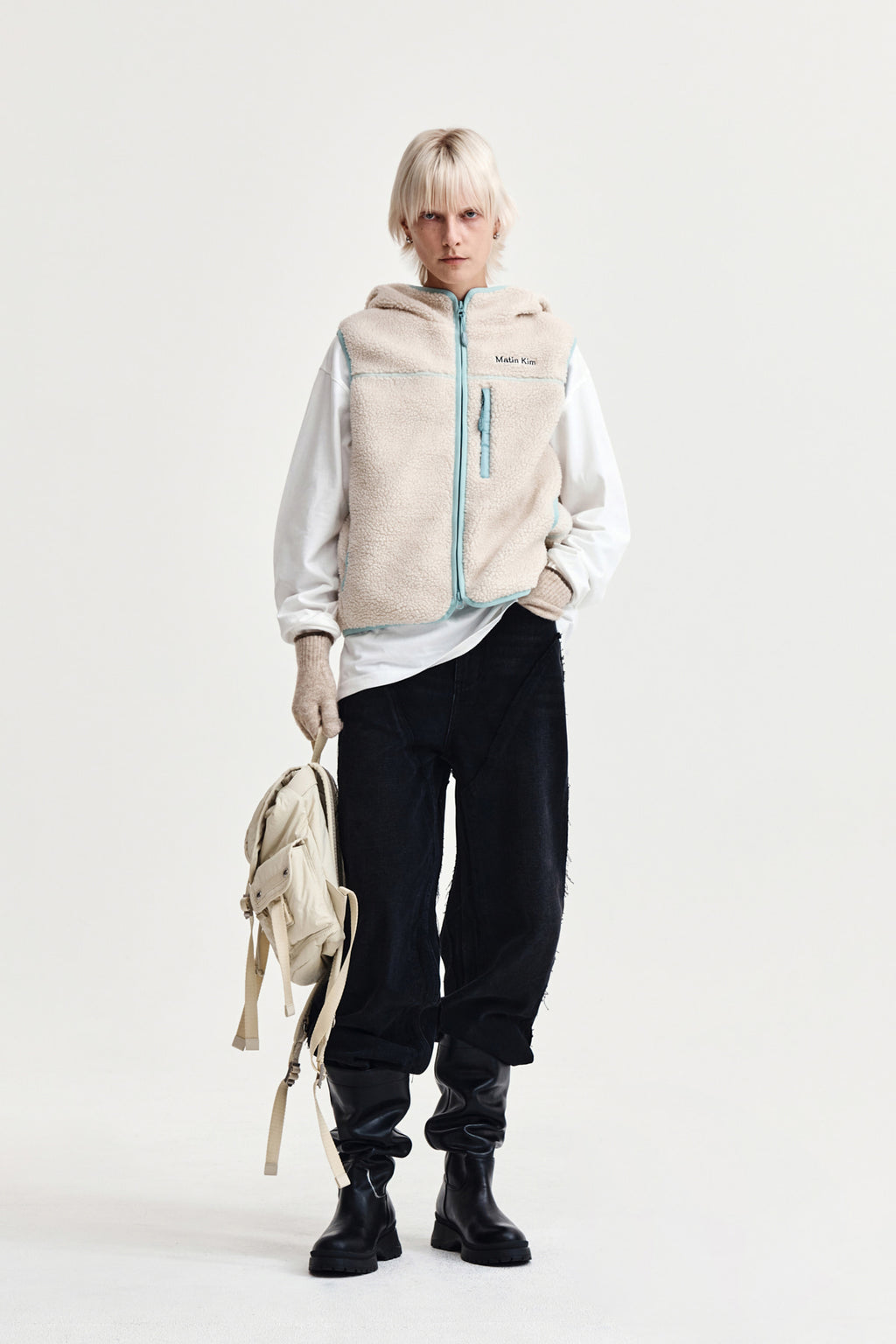 Matin Kim - Fleece Hoody Vest (Ivory) product image 8 | TRAB K-Fashion Australia