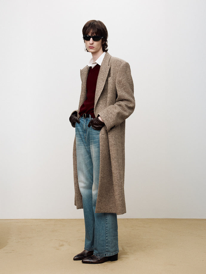 Tonywack - Textured Wool And Alpaca Double-Breasted Coat (Beige) product image 2 | TRAB K-Fashion Australia