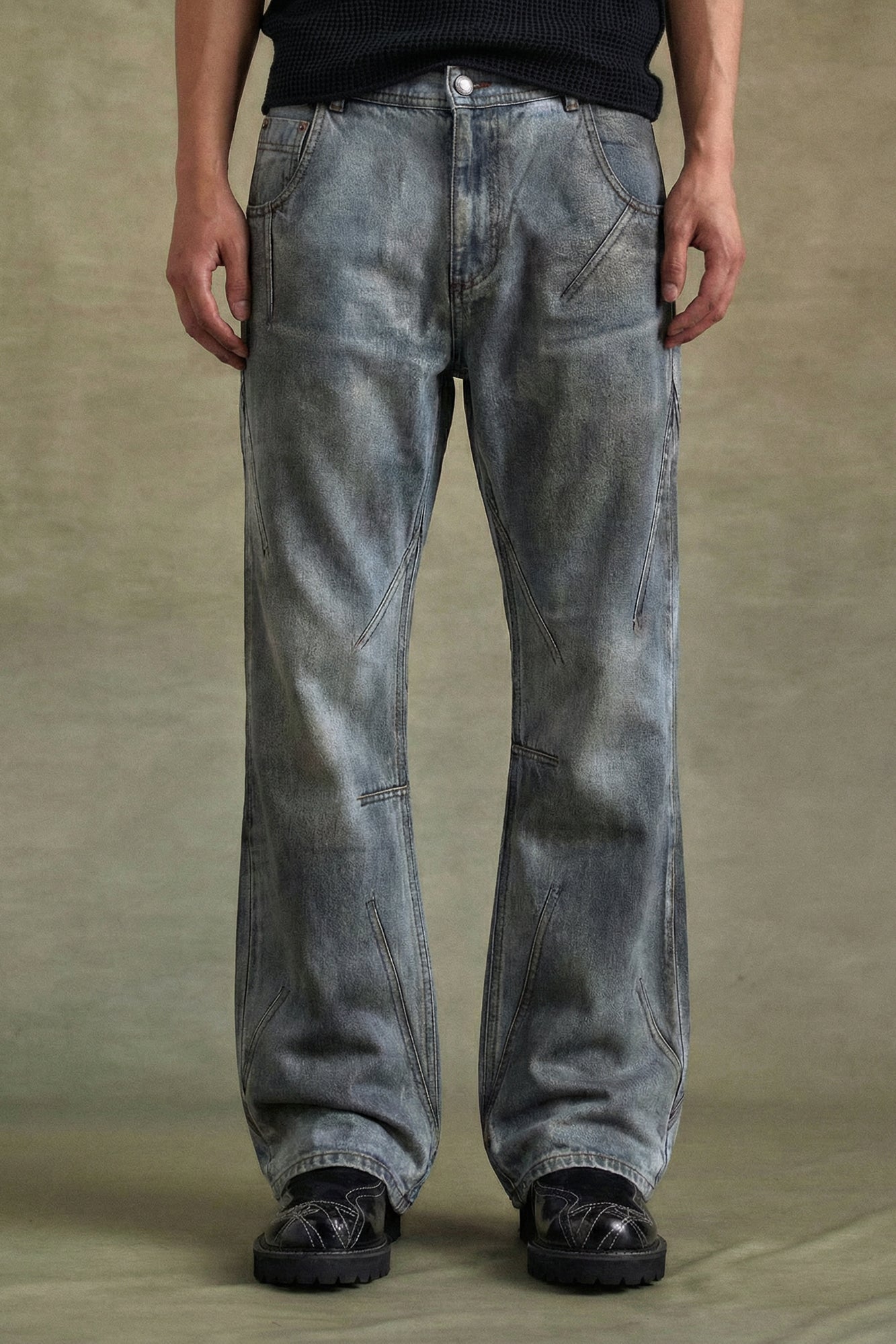 Andersson Bell - Dirty Spray Washed Wide Leg Jeans (L.Blue) product image 7 | TRAB K-Fashion Australia