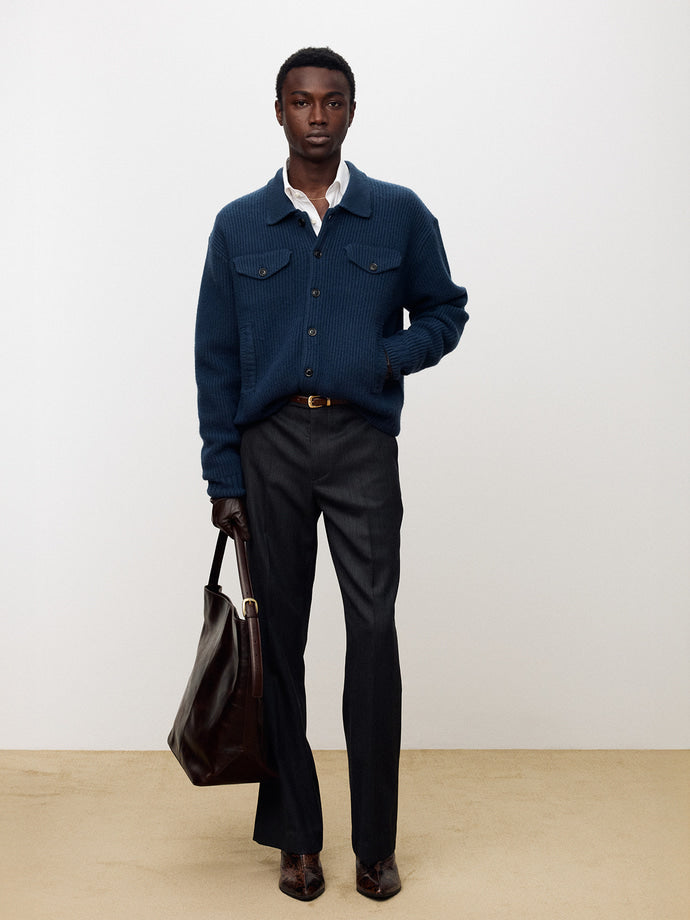 Tonywack - Virgin Wool Stripe Flared Trouser (Grey/Black) product image 6 | TRAB K-Fashion Australia