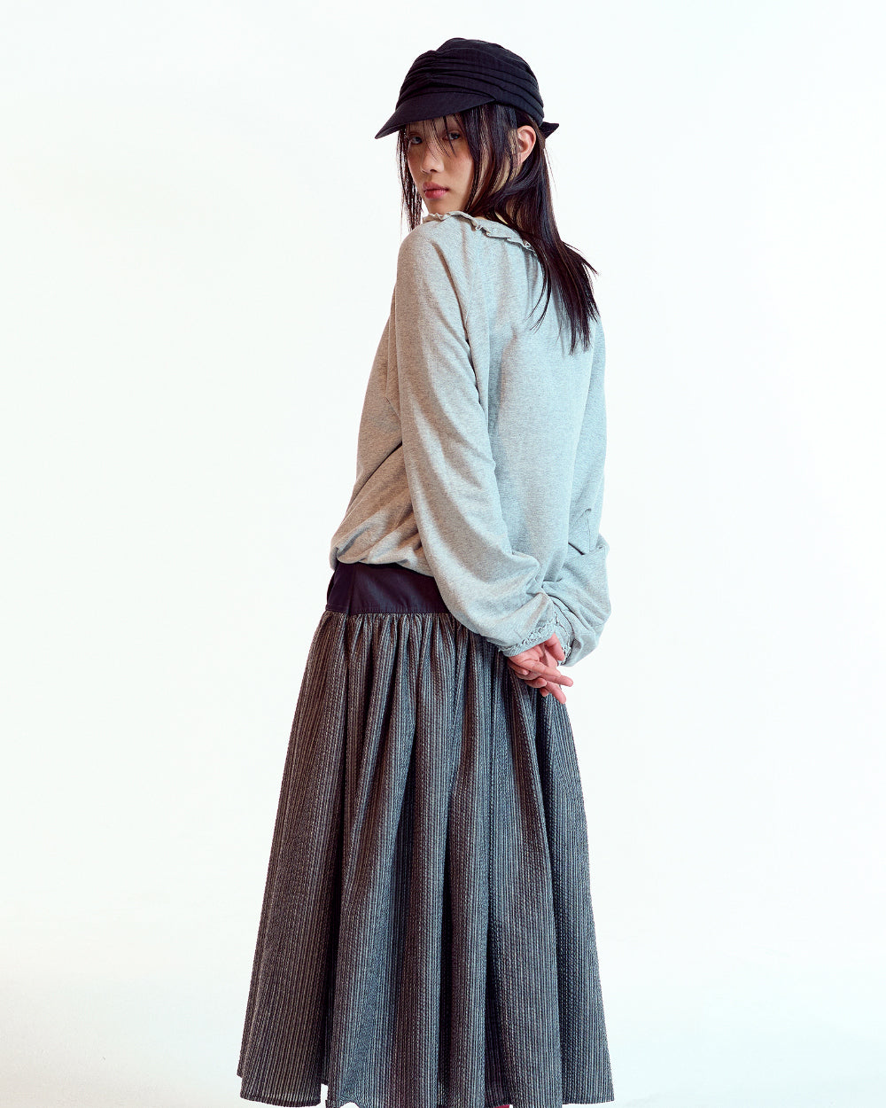 Coyseio - Double Button Stripe Skirt (Black) product image 8 | TRAB K-Fashion Australia