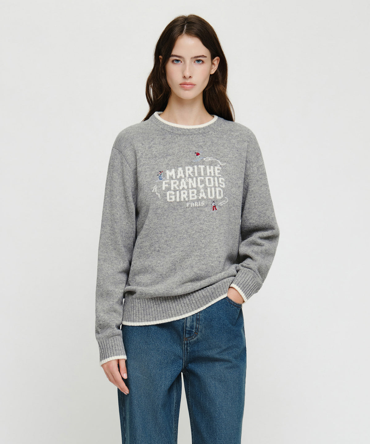Marithe & Francois Girbaud - Alpes Classic Logo Knit Pullover (Melange Gray) product image 1 | TRAB K-Fashion Australia