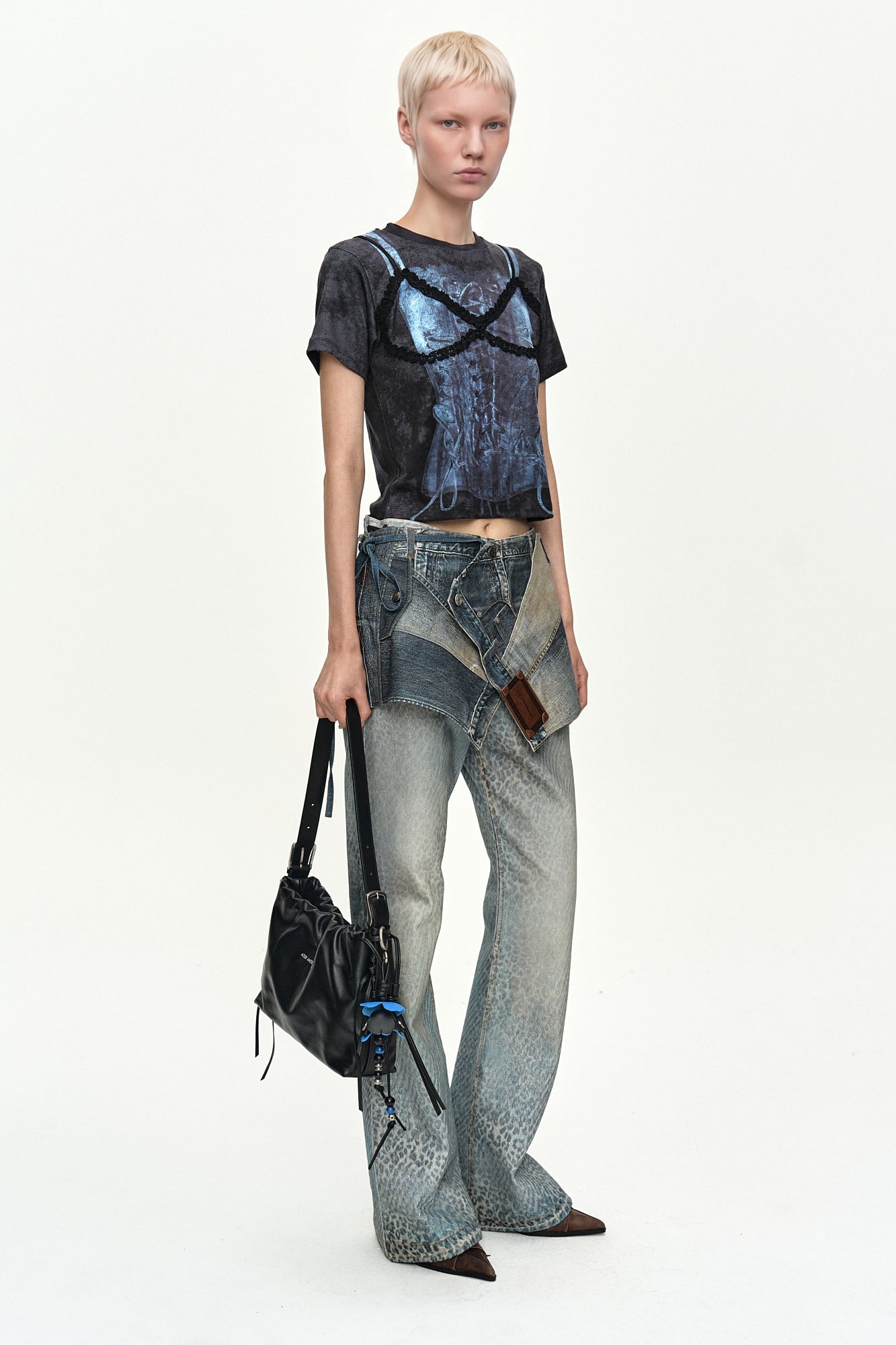 Andersson Bell - Lingerie Trompe-L'oeil Graphic T-Shirt (Charcoal) product image 3 | TRAB K-Fashion Australia