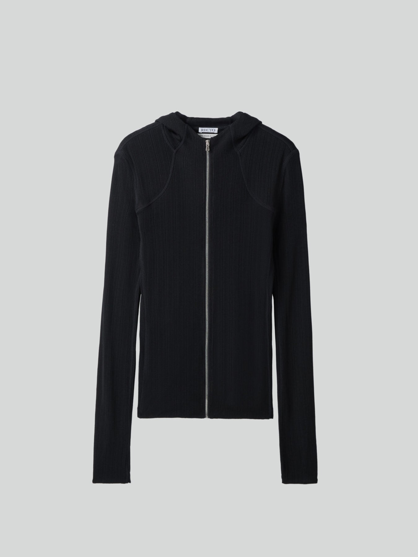 Recto - Sheer Jersey Fitted Zip Hoodie (Black) product image 6 | TRAB K-Fashion Australia