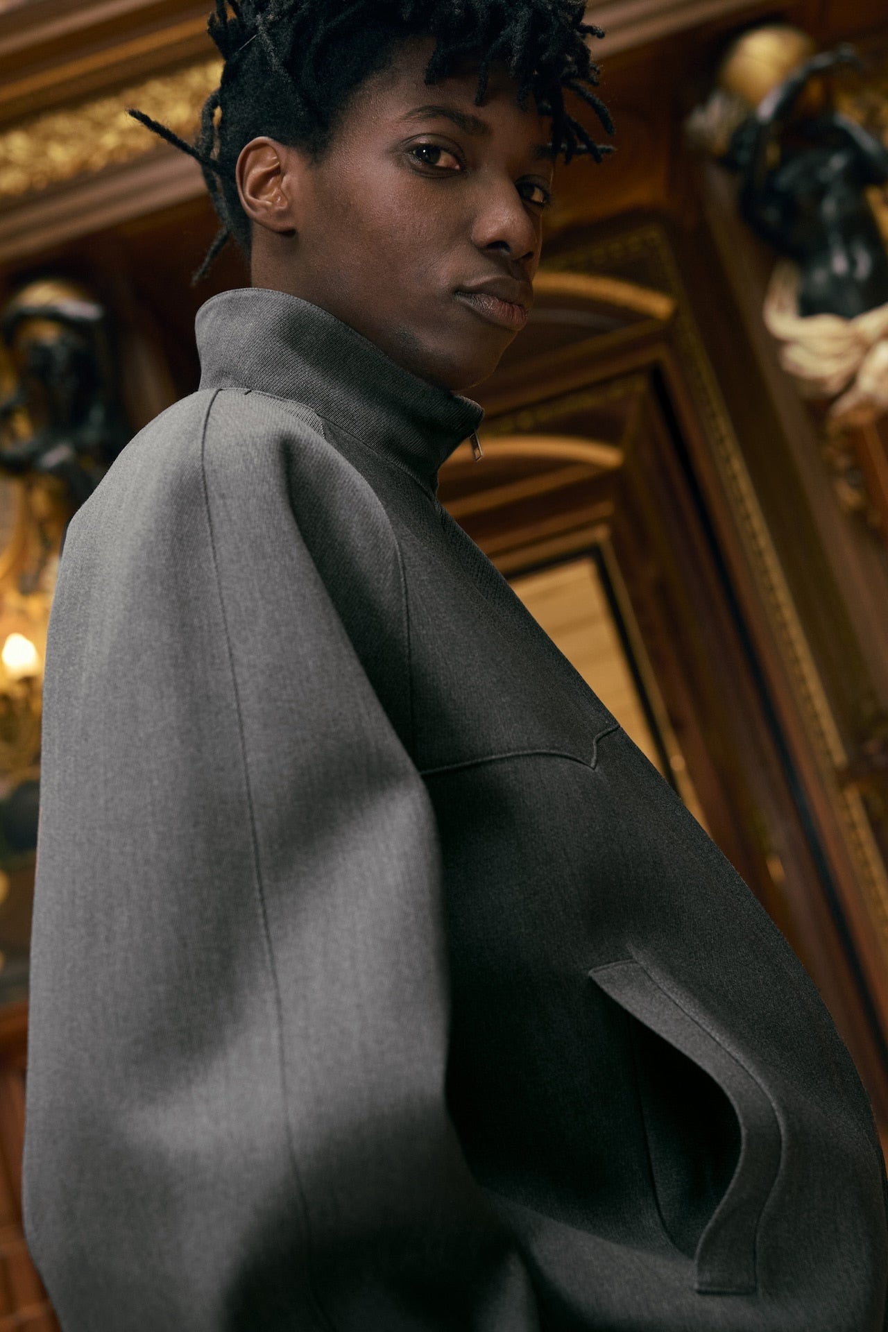 STU - High Neck Zip-up Wool Jacket (Grey) product image 10 | TRAB K-Fashion Australia
