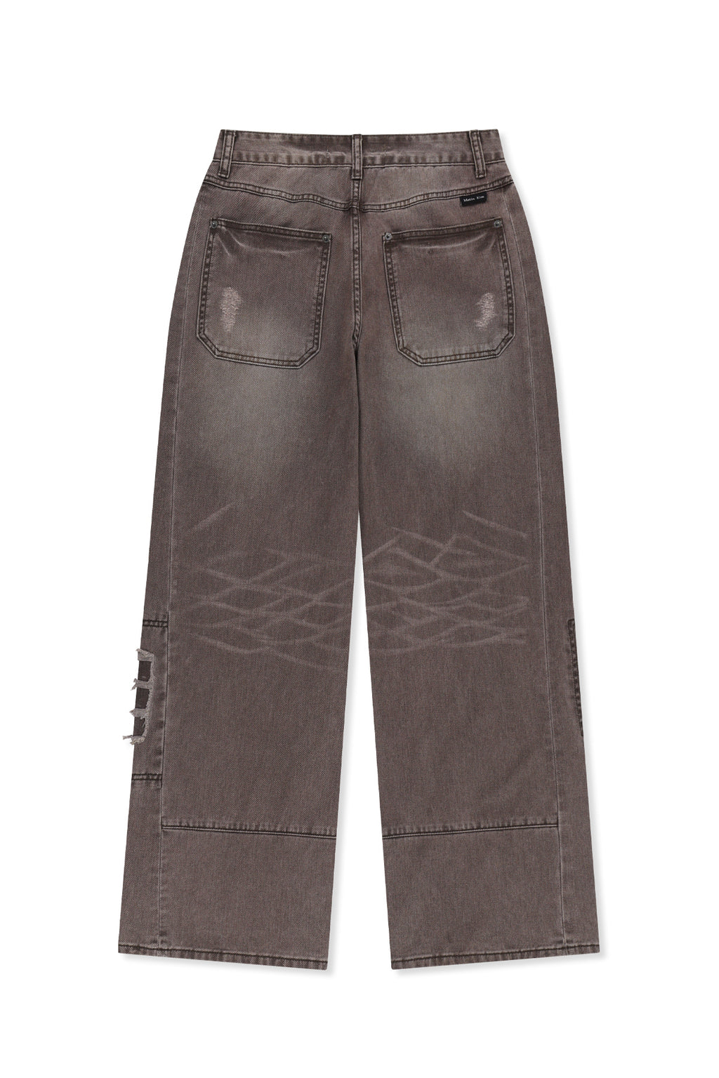 Matin Kim - Shadow Distressed Wide Denim Pants (Brown) product image 2 | TRAB K-Fashion Australia