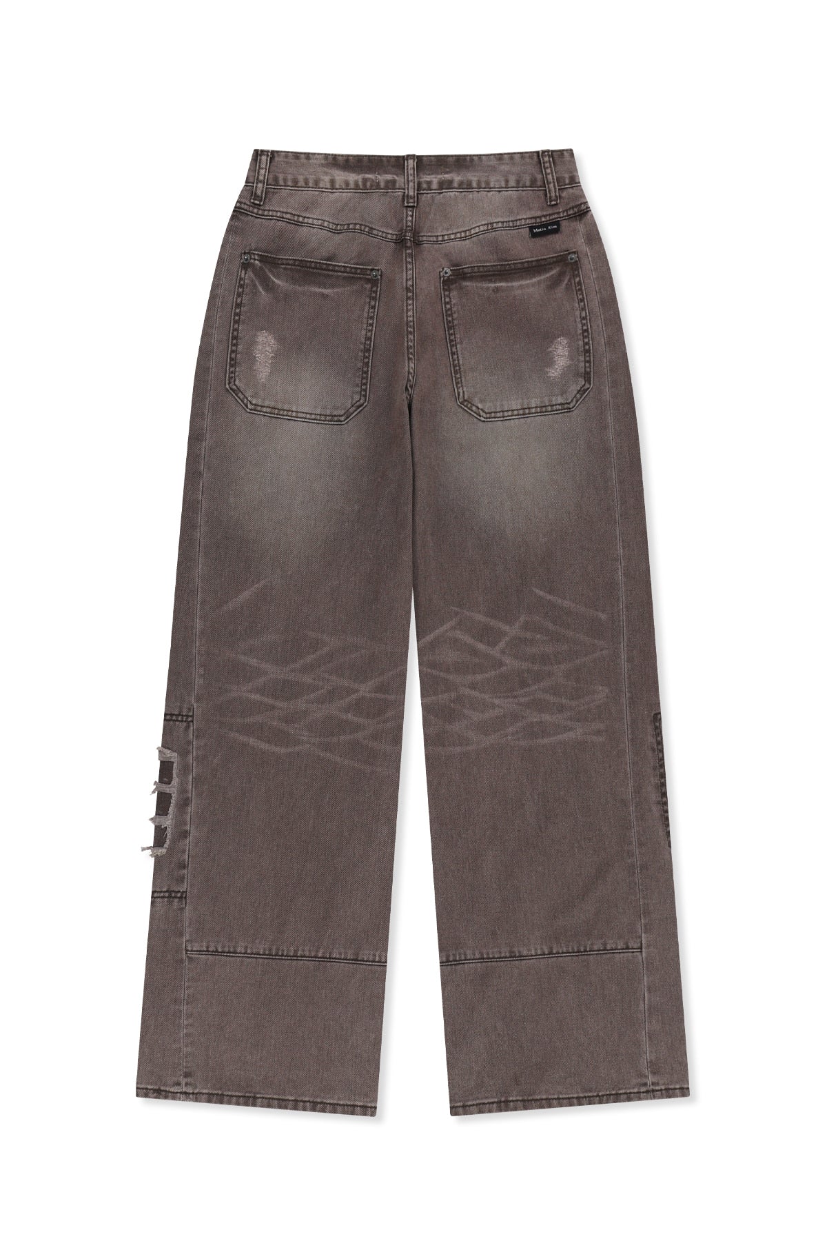 Matin Kim - Shadow Distressed Wide Denim Pants (Brown) product image 2 | TRAB K-Fashion Australia