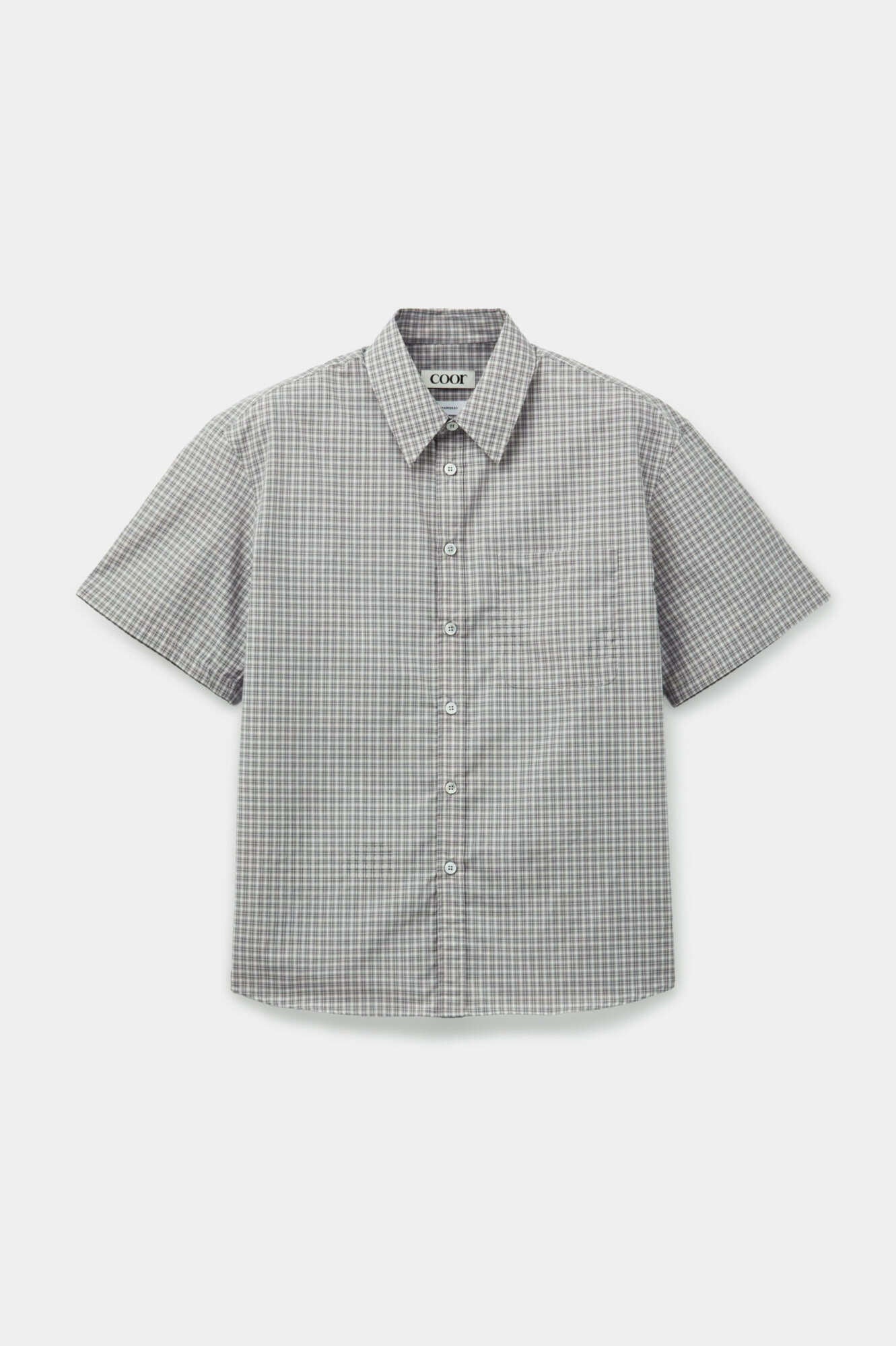 Coor - Cotton Blend Tartancheck Half Shirt (Beige Check) product image 1 | TRAB K-Fashion Australia