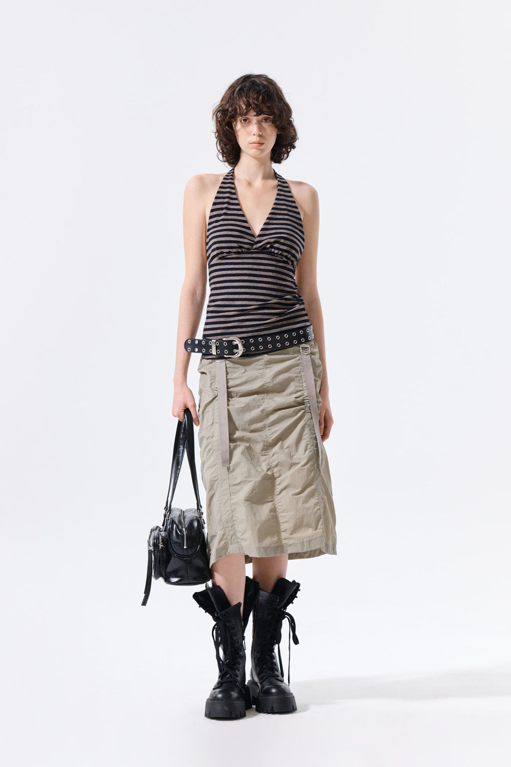 Matin Kim - Nylon Shirring Midi Skirt (Light Khaki) product image 10 | TRAB K-Fashion Australia