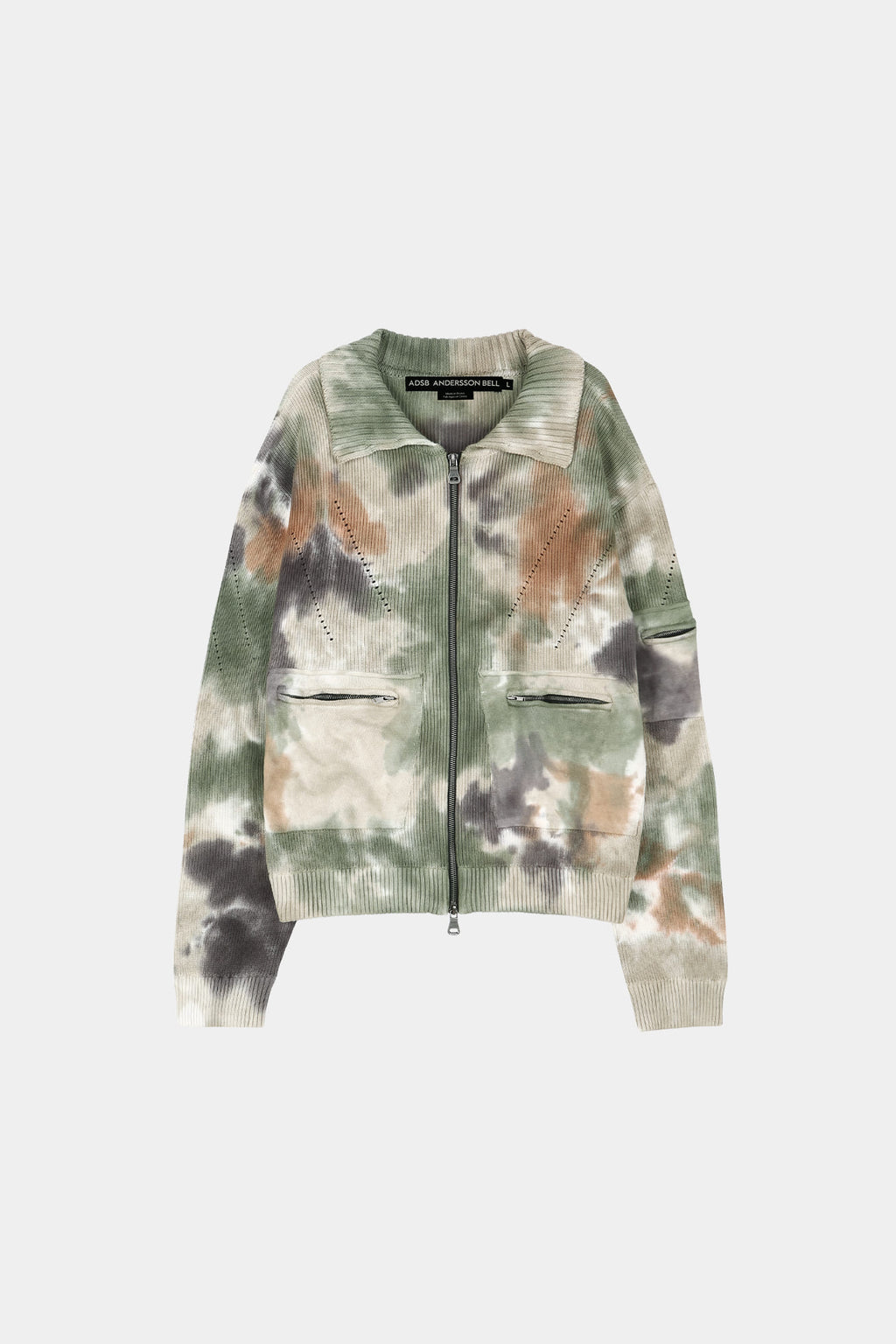 Andersson Bell - Multi-Dyed Knit Zip-Up Sweater (Green/Beige) product image 8 | TRAB K-Fashion Australia