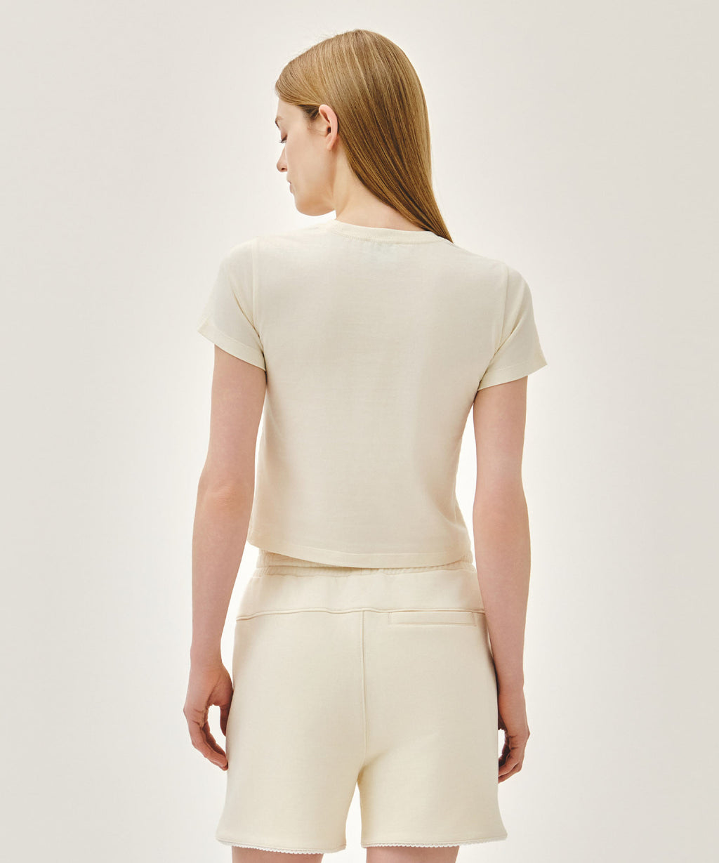 Marithe & Francois Girbaud - Antique Classic Logo Slim Crop Tee (Cream) product image 3 | TRAB K-Fashion Australia