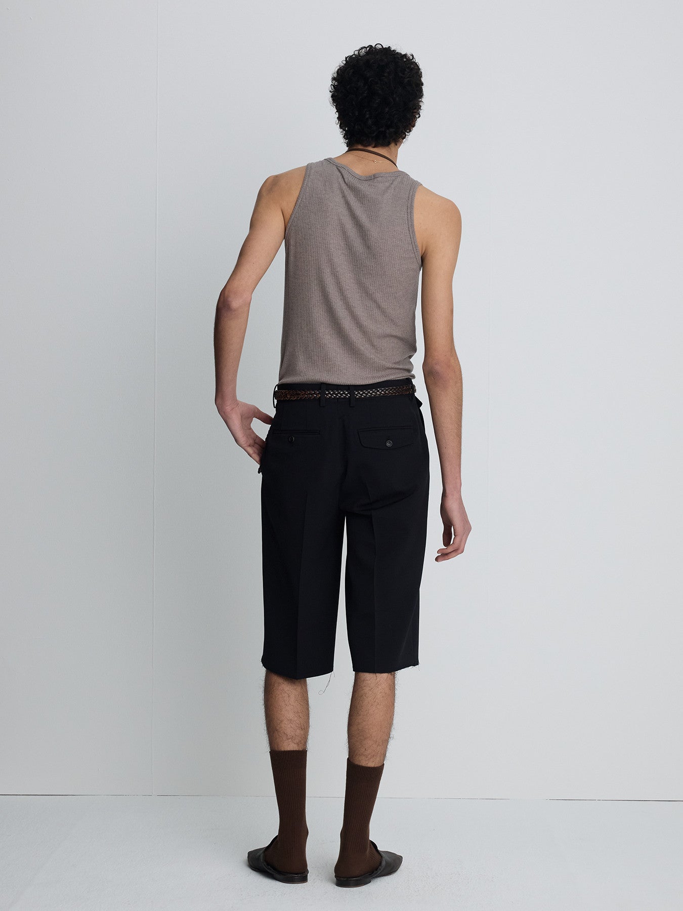 Tonywack - Silk Lyocell Rib Tank Top Japanese Fabric (Taupe) product image 6 | TRAB K-Fashion Australia