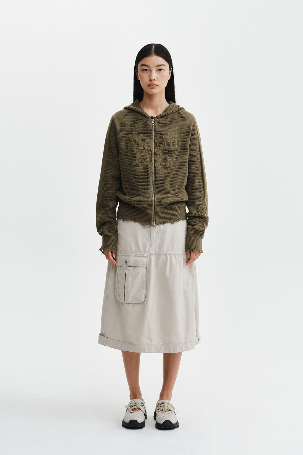 Matin Kim - Vintage Pocket Midi Skirt (Light Beige) product image 11 | TRAB K-Fashion Australia