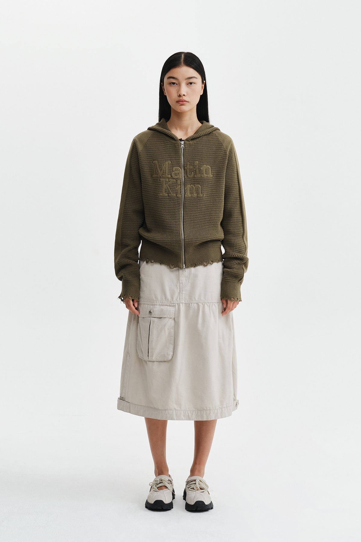 Matin Kim - Vintage Pocket Midi Skirt (Light Beige) product image 11 | TRAB K-Fashion Australia