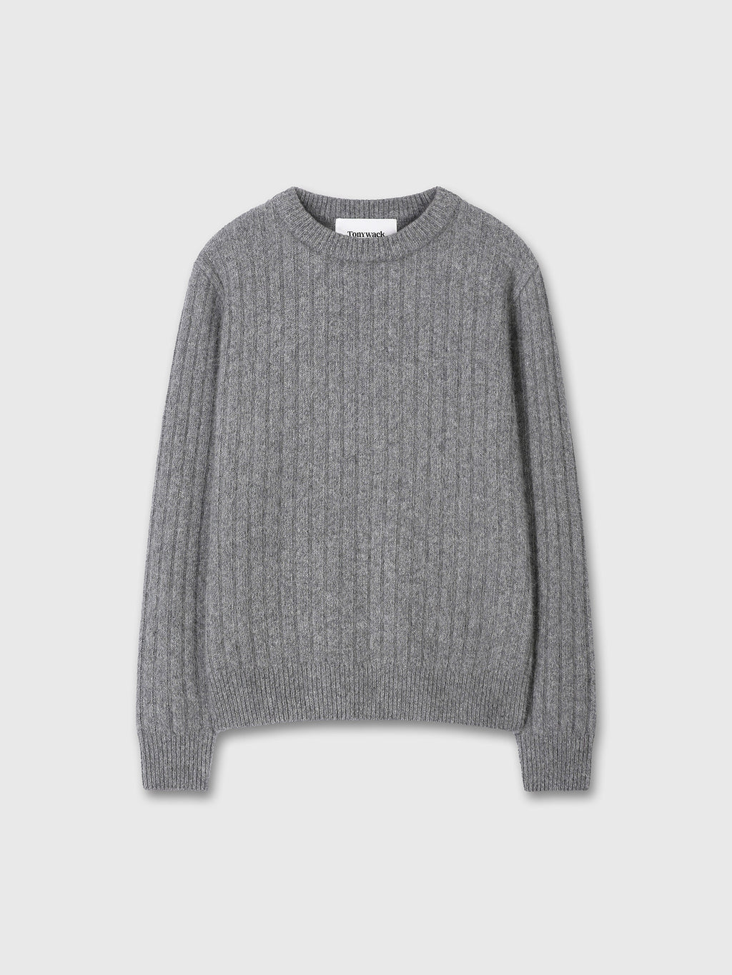 Tonywack - Superfine Merino Wool Tube Scarf Attaced Ribbed Sweater (Melange Grey) product image 9 | TRAB K-Fashion Australia