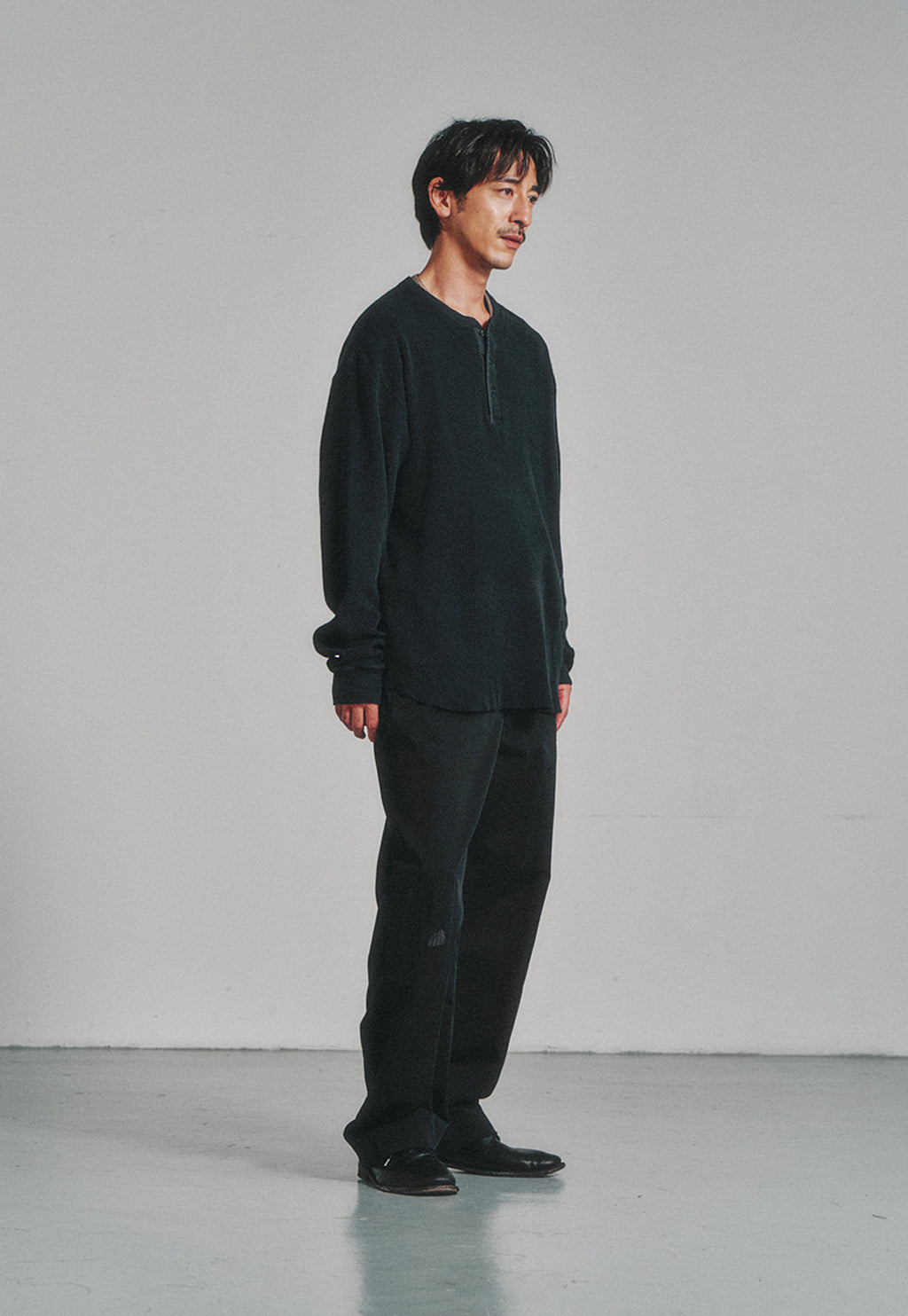 Art if acts - Garment Dyed Waffle Henley (Faded Black) product image 2 | TRAB K-Fashion Australia
