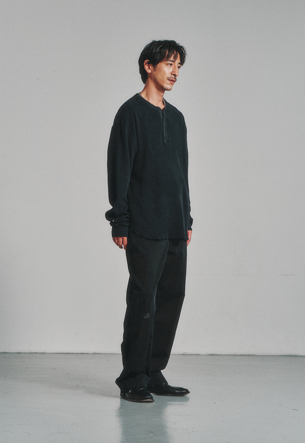 Art if acts - Garment Dyed Waffle Henley (Faded Black) product image 2 | TRAB K-Fashion Australia