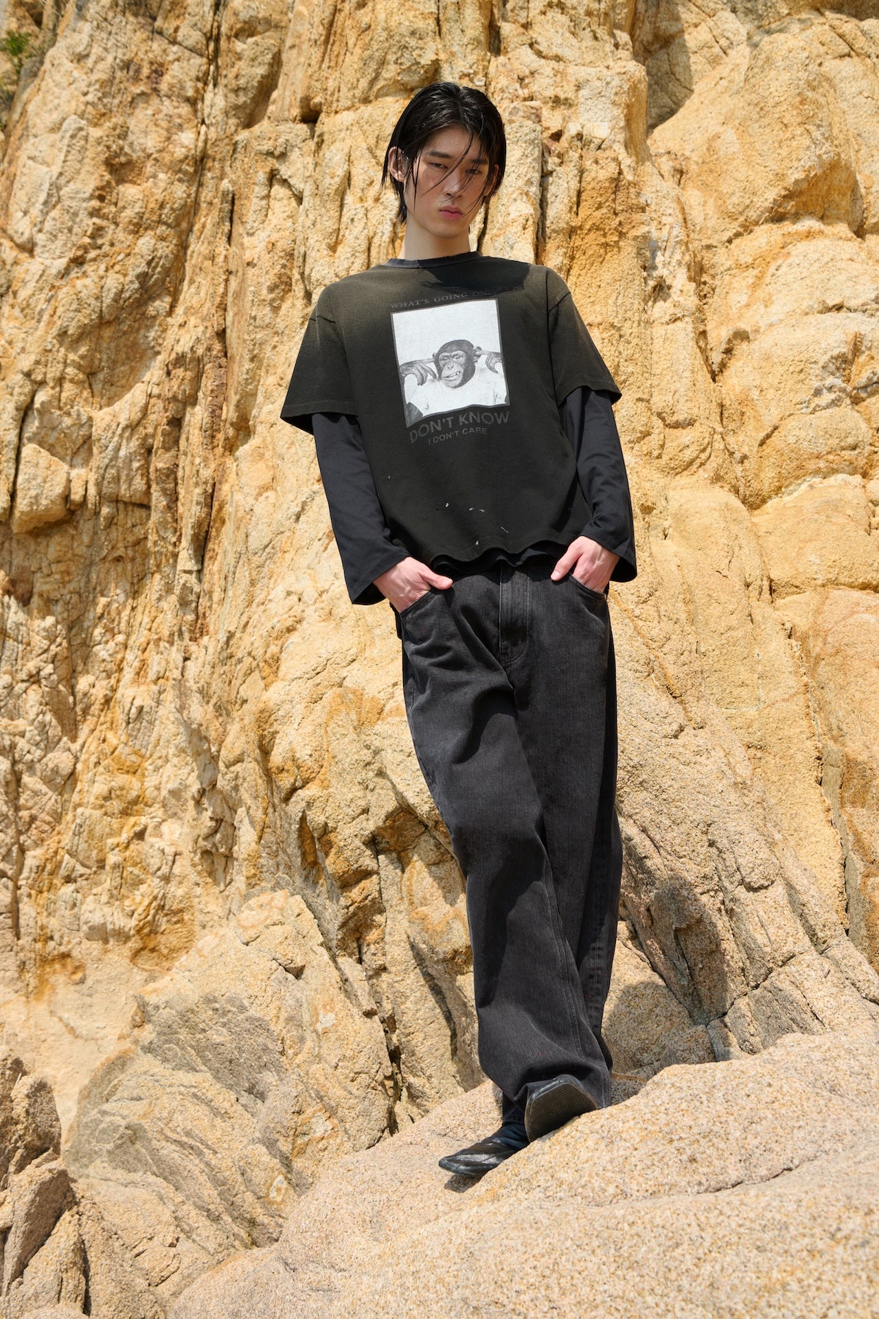 STU - Monkey T-shirt (Black) product image 9 | TRAB K-Fashion Australia