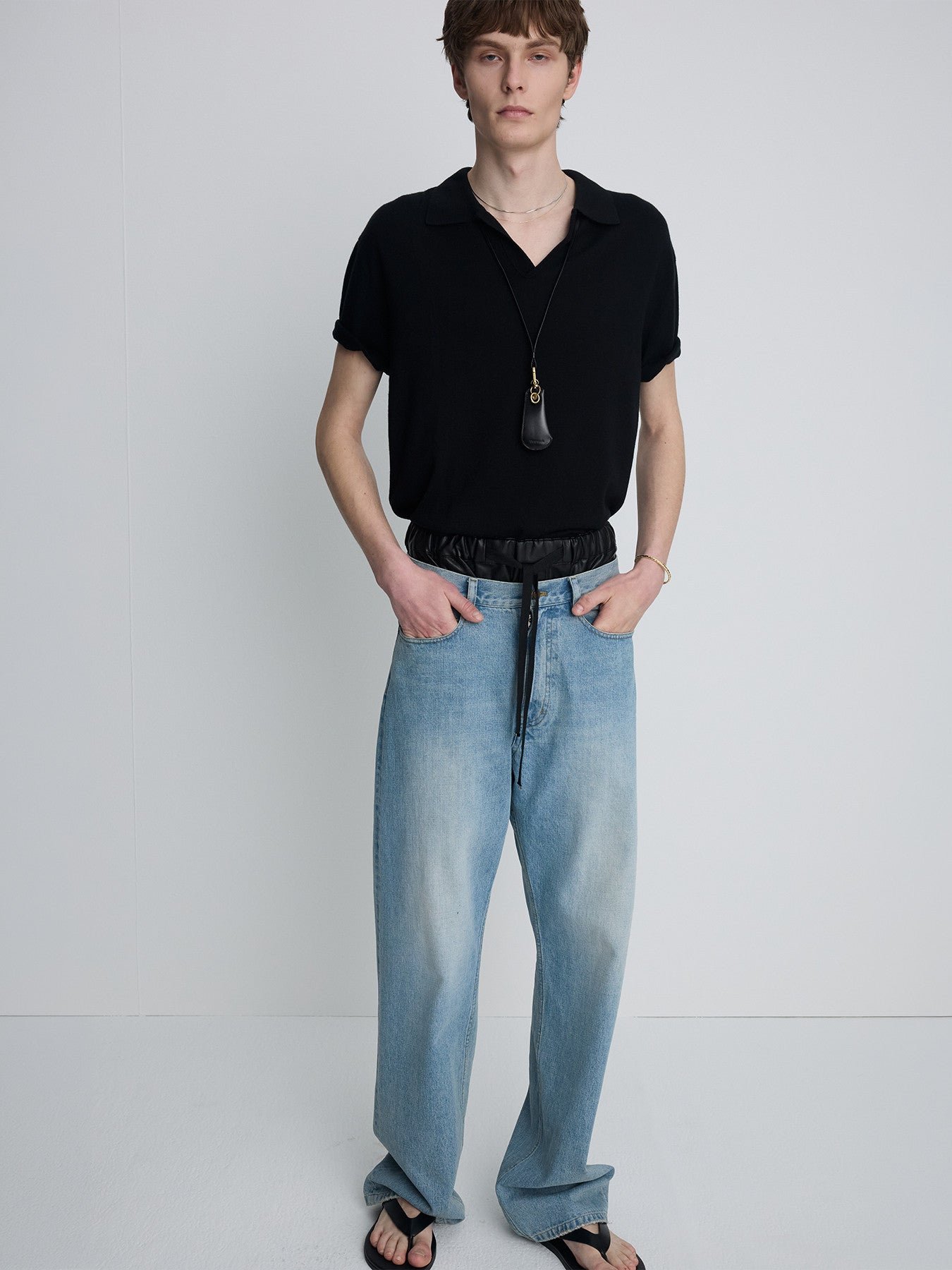Tonywack - Silk Cashmere Open Collar Knit (Black) product image 4 | TRAB K-Fashion Australia