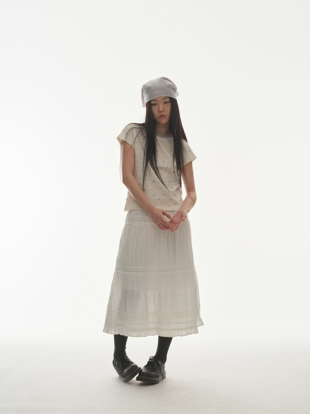 Coyseio - Shirring Midi Skirt (White) product image 5 | TRAB K-Fashion Australia