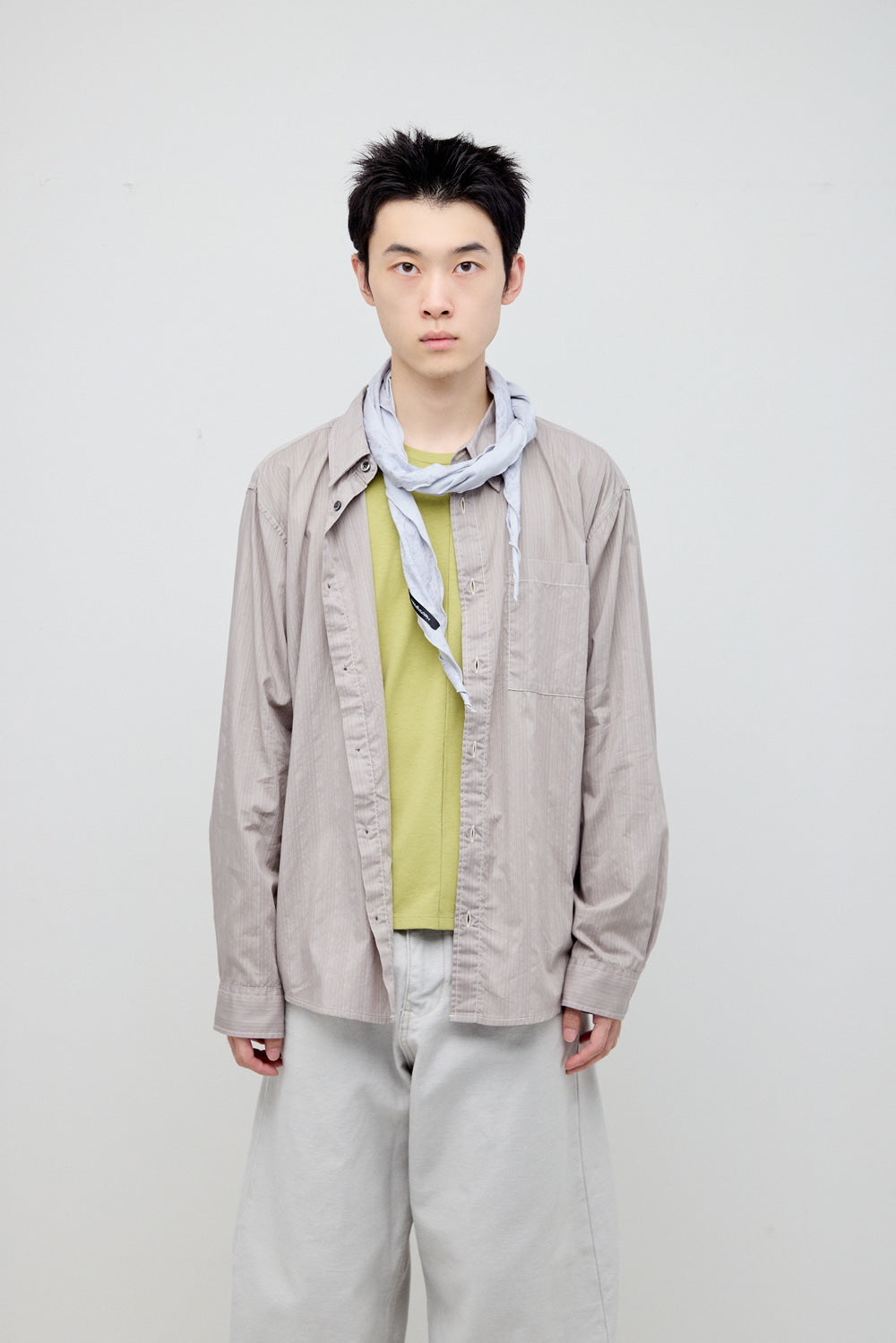 Hatchingroom - Museum Shirt Pajama Stripe (Grey Beige) product image 6 | TRAB K-Fashion Australia