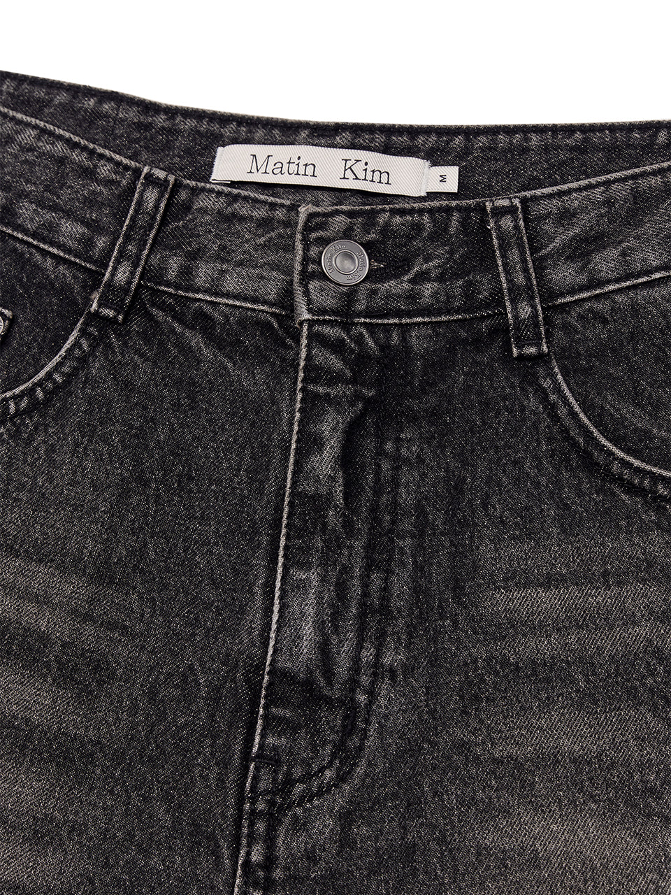 Matin Kim - Hem Point Bermuda Denim Pants (Charcoal) product image 4 | TRAB K-Fashion Australia