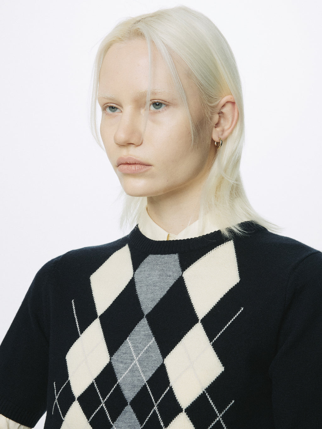 Tonywack - Superfine Wool Argyle Crew Neck Sweater (Navy Wax Yellow) product image 4 | TRAB K-Fashion Australia