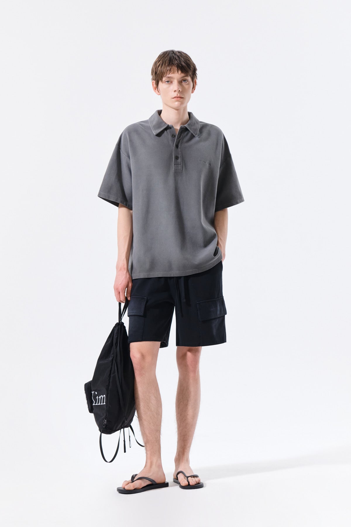 Matin Kim - Small Logo Washed Pique Top (Charcoal) product image 9 | TRAB K-Fashion Australia