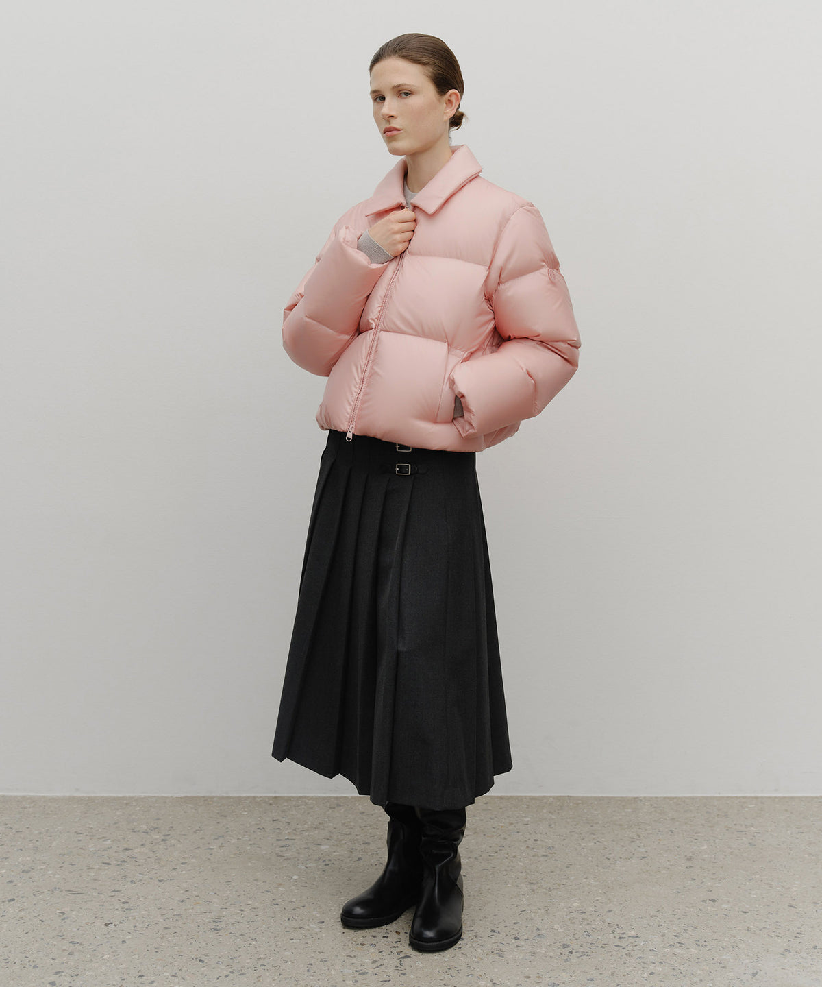 Marithe & Francois Girbaud - Collar Crop Down Jacket (Pink) product image 5 | TRAB K-Fashion Australia