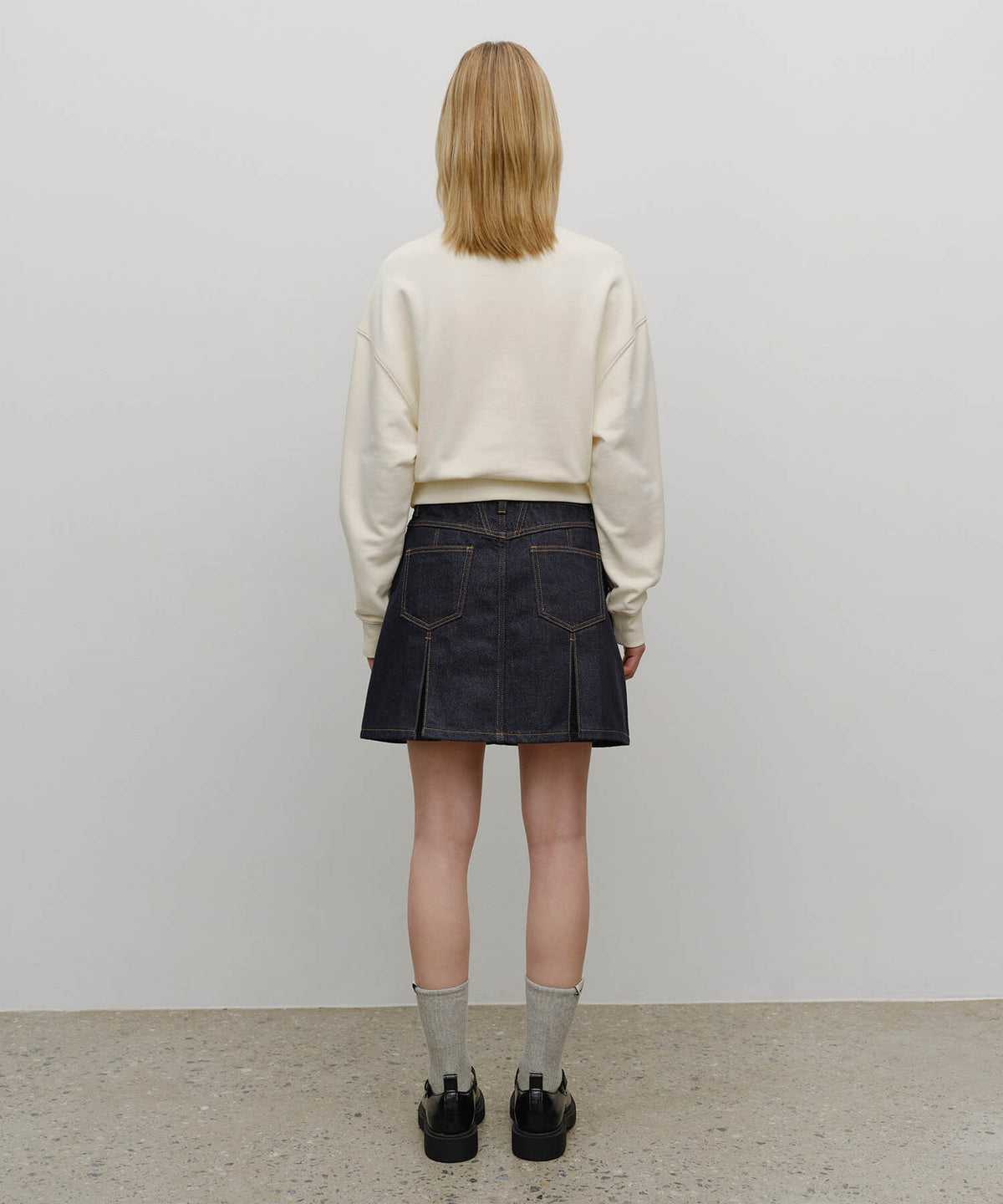 Marithe & Francois Girbaud - Denim Pleated Mini Skirt (Dark Blue) product image 5 | TRAB K-Fashion Australia