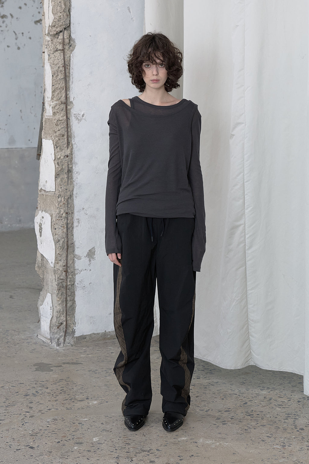 Deinet - Layered Long Sleeve (Charcoal) product image 1 | TRAB K-Fashion Australia