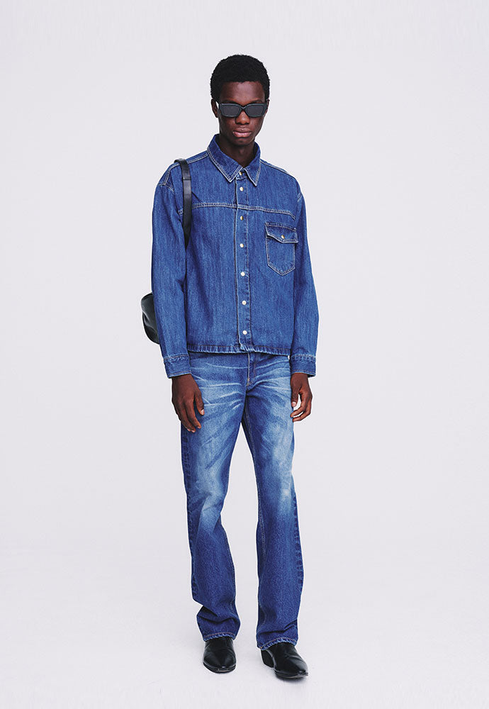 Tonywack - One Pocket Cropped Denim Blouson (Mid Blue) product image 3 | TRAB K-Fashion Australia