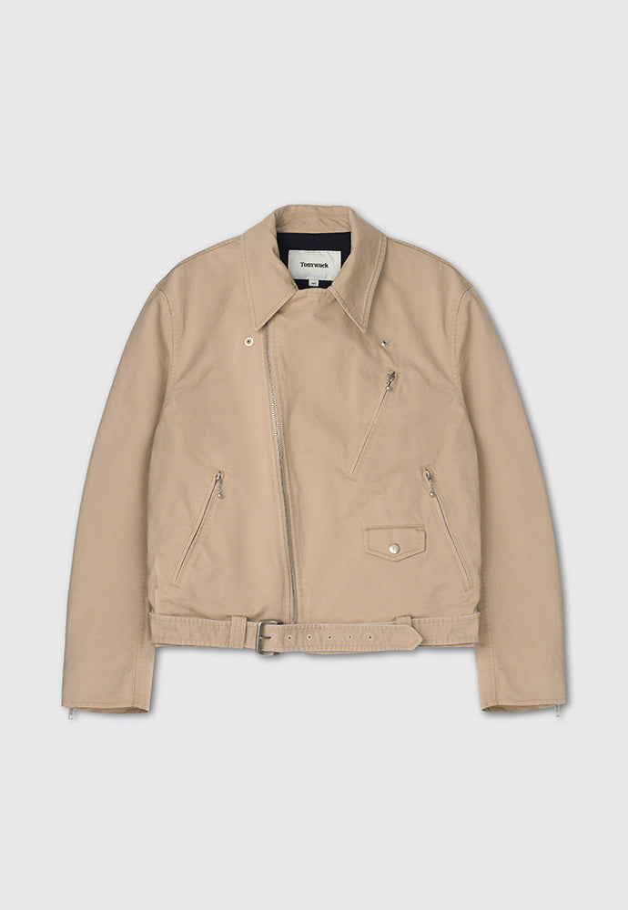 Tonywack - Garment-Washed Cotton Gabardine Biker Jacket (Faded Beige) product image 10 | TRAB K-Fashion Australia