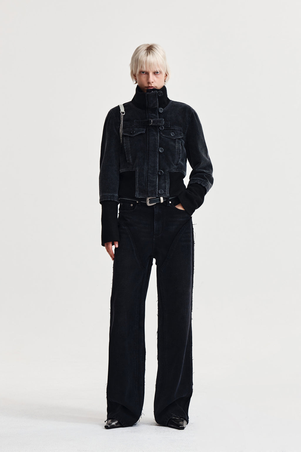 Matin Kim - Washed Corduroy Bomber Jumper (Black) product image 9 | TRAB K-Fashion Australia