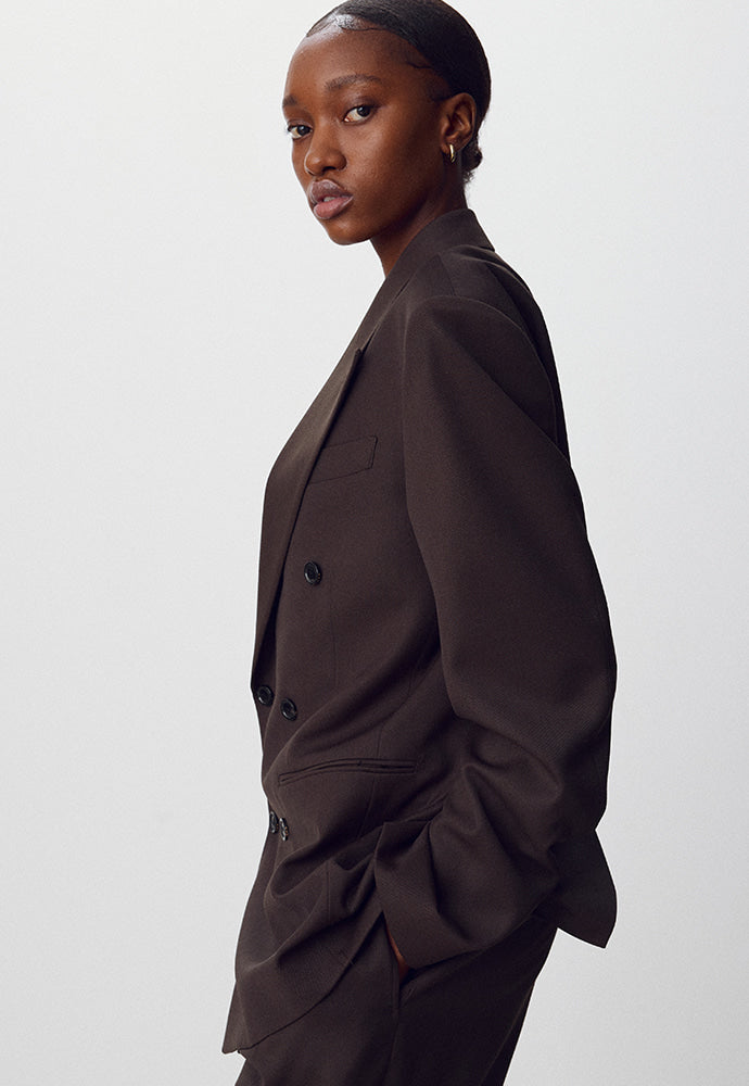 Tonywack - Wool Twill Double-Breasted Tailored Blazer (Brown) product image 4 | TRAB K-Fashion Australia