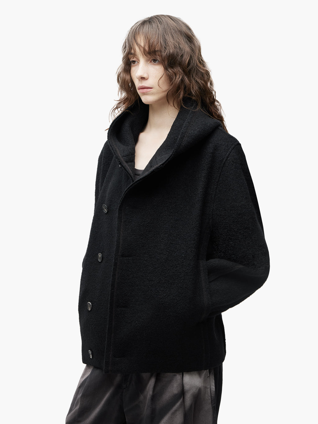 Jiyong Kim - Hooded Wool Jacket (Black) product image 4 | TRAB K-Fashion Australia