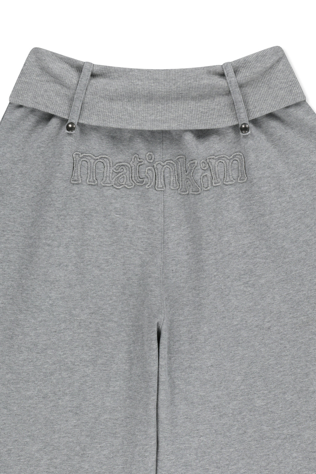 Matin Kim - [Pre-Order – Ships August 24] Mixed Waffle Foldover Waist Jersey Pants (Grey) product image 6 | TRAB K-Fashion Australia